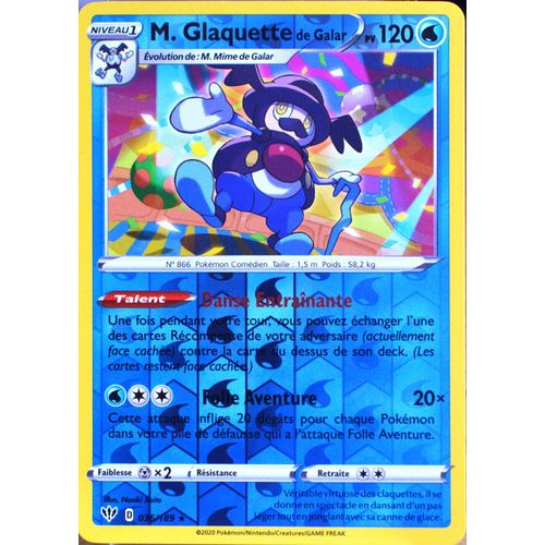 Carte Pokémon 36/189 M. Glaquette De Galar - Reverse Eb03 - Epée Et Bouclier - Ténèbres Embrasées Neuf Fr