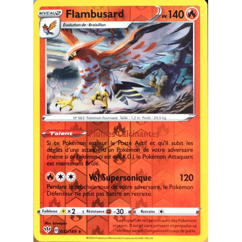 Carte Pokémon 32/189 Flambusard - Reverse Eb03 - Epée Et Bouclier - Ténèbres Embrasées Neuf Fr