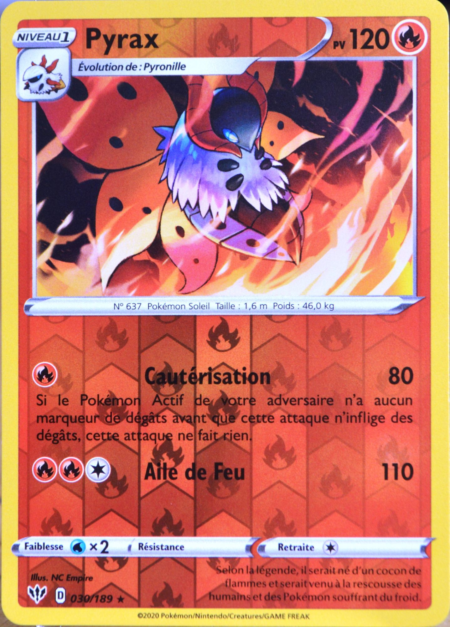 Carte Pokémon 30/189 Pyrax - Reverse Eb03 - Epée Et Bouclier - Ténèbres Embrasées Neuf Fr