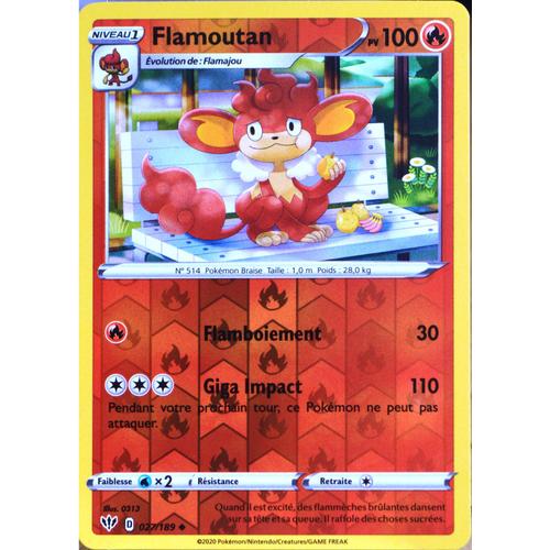 Carte Pokémon 27/189 Flamoutan - Reverse Eb03 - Epée Et Bouclier - Ténèbres Embrasées Neuf Fr