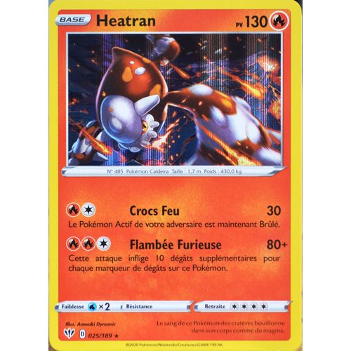 Carte Pokémon 25/189 Heatran Eb03 - Epée Et Bouclier - Ténèbres Embrasées Neuf Fr