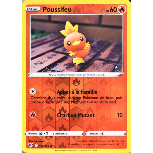 Carte Pokémon 22/189 Poussifeu - Reverse Eb03 - Epée Et Bouclier - Ténèbres Embrasées Neuf Fr