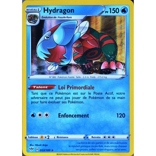 Carte Pokémon 53/189 Hydragon Eb03 - Epée Et Bouclier - Ténèbres Embrasées Neuf Fr