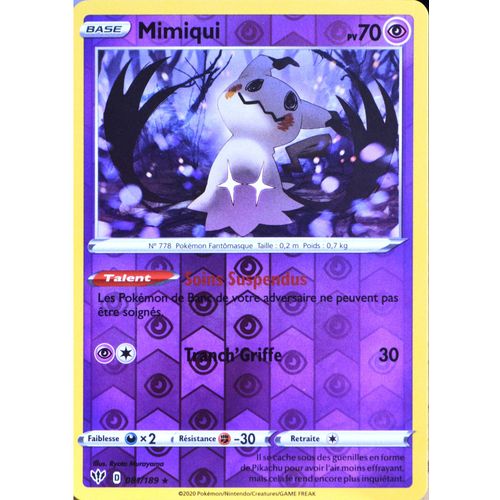 Carte Pokémon 81/189 Mimiqui - Reverse Eb03 - Epée Et Bouclier - Ténèbres Embrasées Neuf Fr