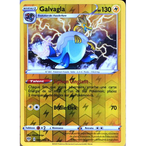 Carte Pokémon 66/189 Galvagla - Reverse Eb03 - Epée Et Bouclier - Ténèbres Embrasées Neuf Fr