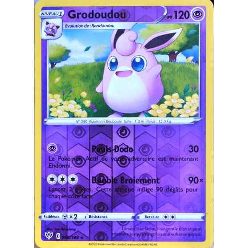 Carte Pokémon 68/189 Grodoudou - Reverse Eb03 - Epée Et Bouclier - Ténèbres Embrasées Neuf Fr