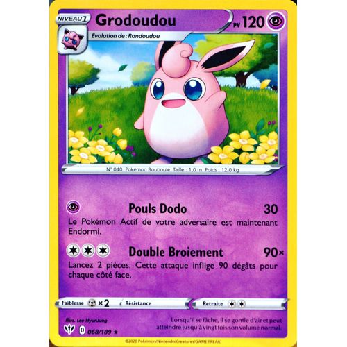 Carte Pokémon 68/189 Grodoudou Eb03 - Epée Et Bouclier - Ténèbres Embrasées Neuf Fr