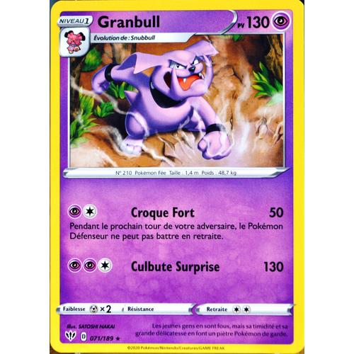Carte Pokémon 71/189 Granbull Eb03 - Epée Et Bouclier - Ténèbres Embrasées Neuf Fr
