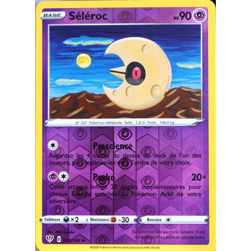Carte Pokémon 72/189 Séléroc - Reverse Eb03 - Epée Et Bouclier - Ténèbres Embrasées Neuf Fr