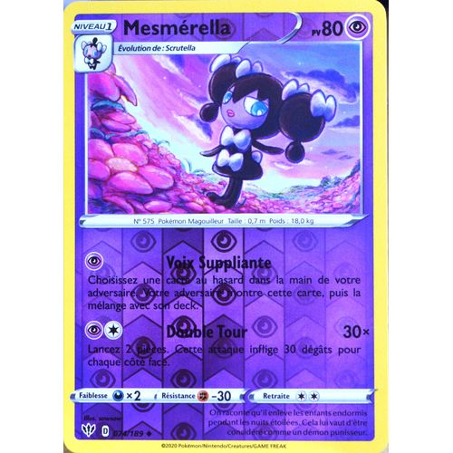 Carte Pokémon 74/189 Mesmérella - Reverse Eb03 - Epée Et Bouclier - Ténèbres Embrasées Neuf Fr