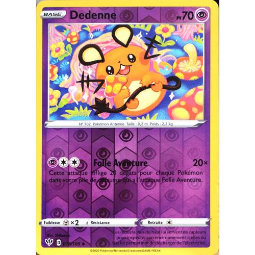 Carte Pokémon 78/189 Dedenne - Reverse Eb03 - Epée Et Bouclier - Ténèbres Embrasées Neuf Fr