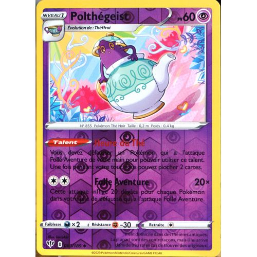 Carte Pokémon 83/189 Polthégeist - Reverse Eb03 - Epée Et Bouclier - Ténèbres Embrasées Neuf Fr