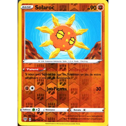 Carte Pokémon 92/189 Solaroc - Reverse Eb03 - Epée Et Bouclier - Ténèbres Embrasées Neuf Fr
