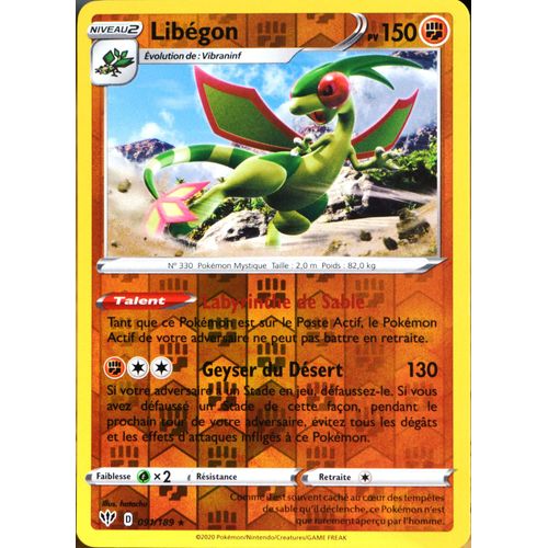 Carte Pokémon 91/189 Libégon - Reverse Eb03 - Epée Et Bouclier - Ténèbres Embrasées Neuf Fr