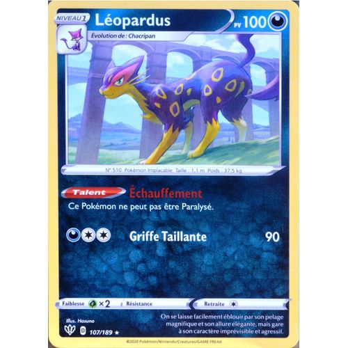 Carte Pokémon 107/189 Léopardus Eb03 - Epée Et Bouclier - Ténèbres Embrasées Neuf Fr