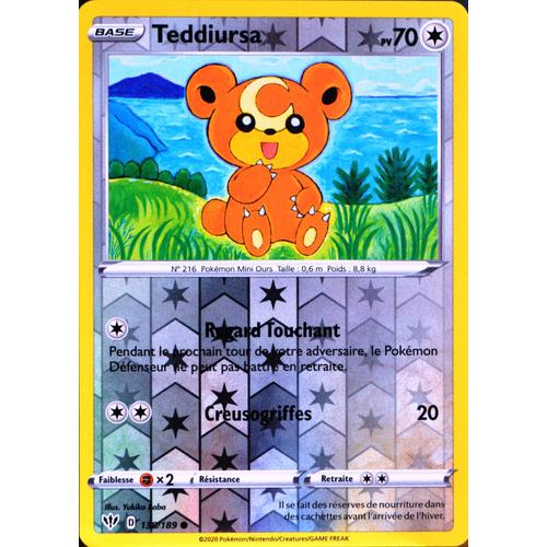 Carte Pokémon 138/189 Teddiursa - Reverse Eb03 - Epée Et Bouclier - Ténèbres Embrasées Neuf Fr