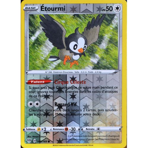 Carte Pokémon 145/189 Etourmi - Reverse Eb03 - Epée Et Bouclier - Ténèbres Embrasées Neuf Fr