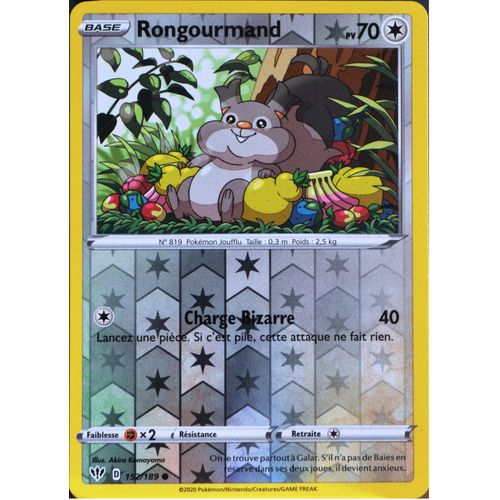 Carte Pokémon 152/189 Rongourmand - Reverse Eb03 - Epée Et Bouclier - Ténèbres Embrasées Neuf Fr
