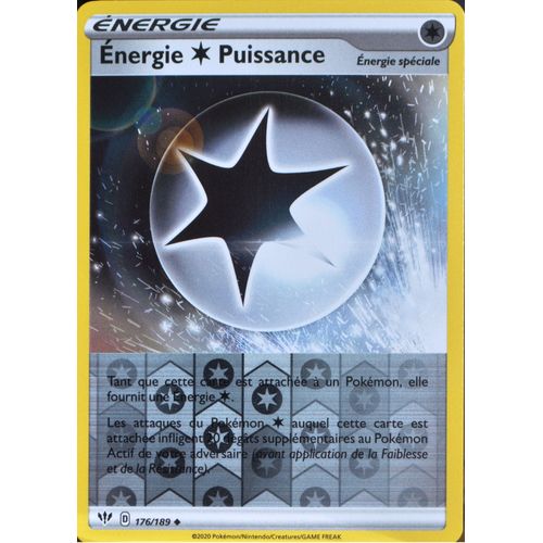 Carte Pokémon 176/189 Énergie Incolore Puissance - Reverse Eb03 - Epée Et Bouclier - Ténèbres Embrasées Neuf Fr