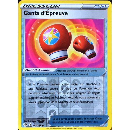 Carte Pokémon 171/189 Gants D'épreuve - Reverse Eb03 - Epée Et Bouclier - Ténèbres Embrasées Neuf Fr