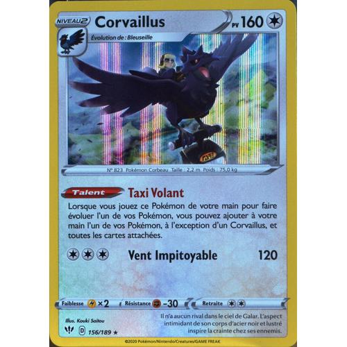 Carte Pokémon 156/189 Corvaillus Eb03 - Epée Et Bouclier - Ténèbres Embrasées Neuf Fr