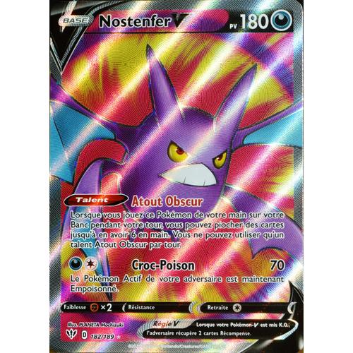 Carte Pokémon 182/189 Nostenfer-V Eb03 - Epée Et Bouclier - Ténèbres Embrasées Neuf Fr