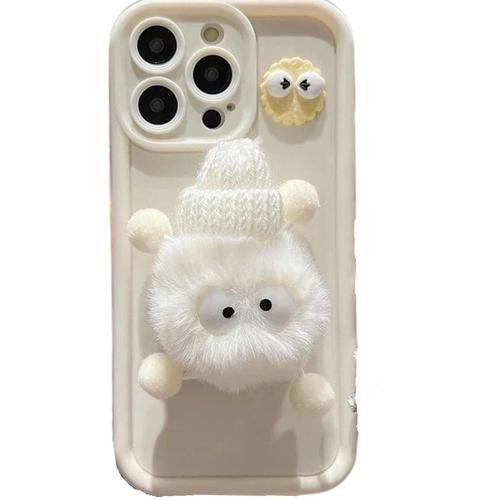 Coque Peluche 3d Pour Iphone 14 Pro Blanc