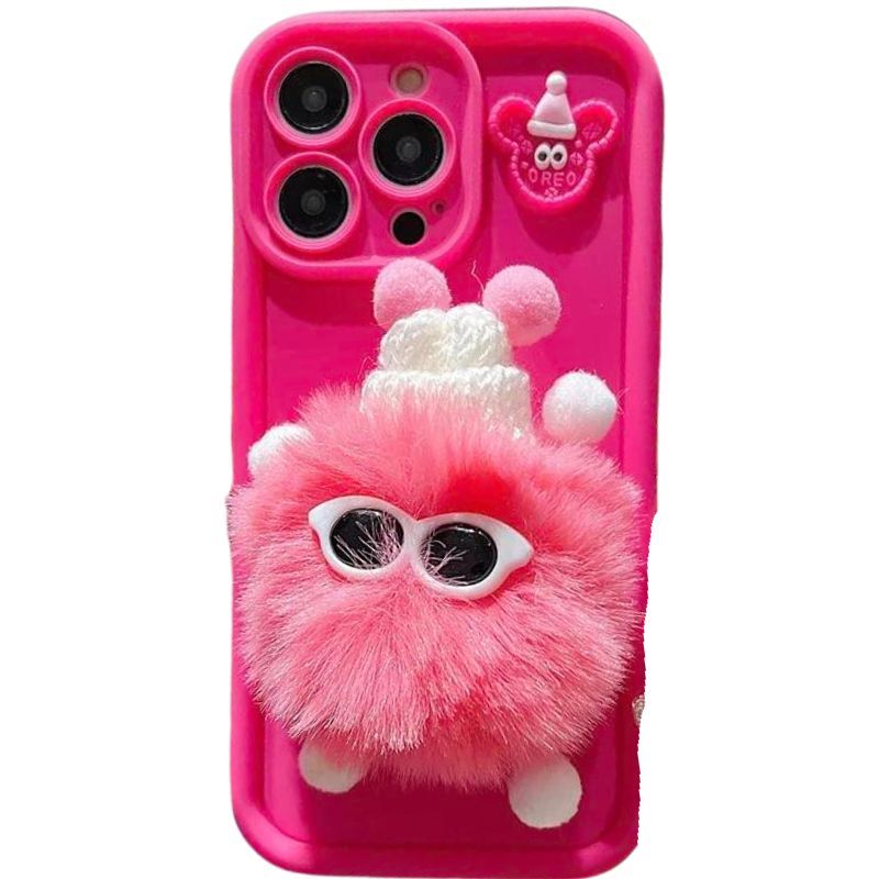 Coque Peluche 3d Pour Iphone 12 Pro Max Rose Foncé