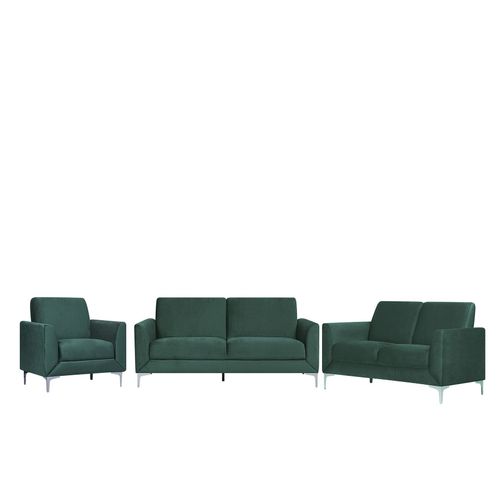 Ensemble Canapés Et Fauteuil En Velours Vert 6 Places Fenes