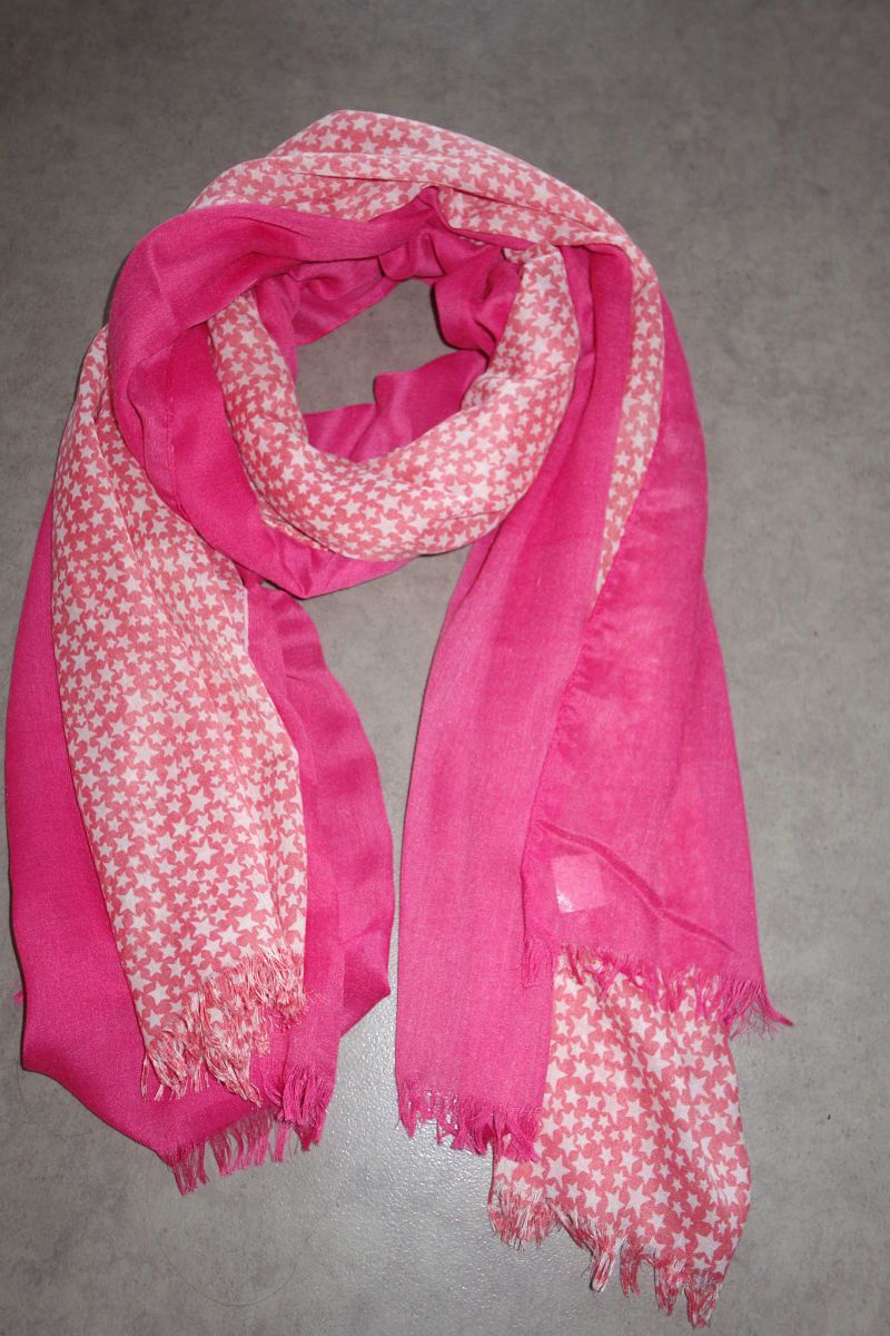 Neuf Foulard Rose / Étoiles Moa