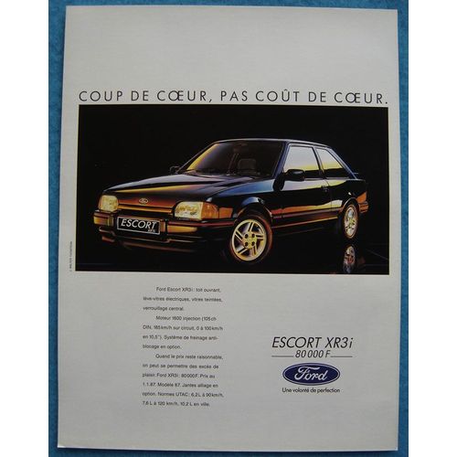 Publicité Papier - Ford Escort X R 3i De 1987