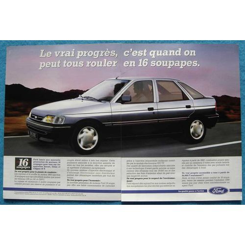 Publicité Papier - Voiture Ford Escort 16 Soupapes De 1992