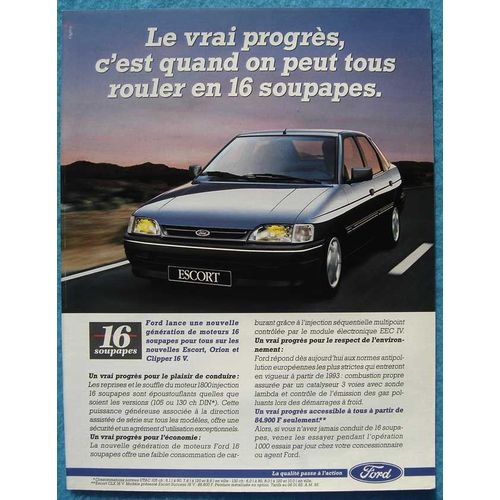 Publicité Papier - Voiture Ford Escort 16 Soupapes De 1992 -
