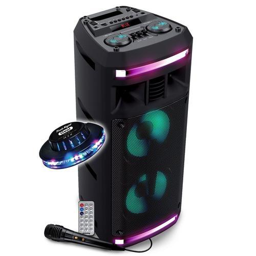Enceinte Autonome SONO DJ - Pickering FX62 - 300W - USB SD Bluetooth RADIO FM - 2x Boomers 16cm à LED RVB + Jeu de lumière OVNI