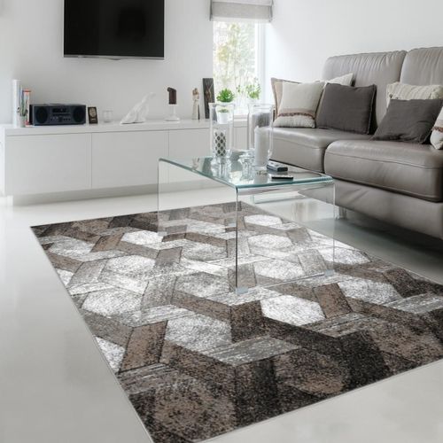 Tapis Entrée 80x150 Tissé Beige Et Gris Rectangle Motif Scandinave Dondur