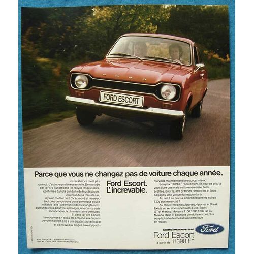 Publicité Papier - Voiture Ford Escort De 1973