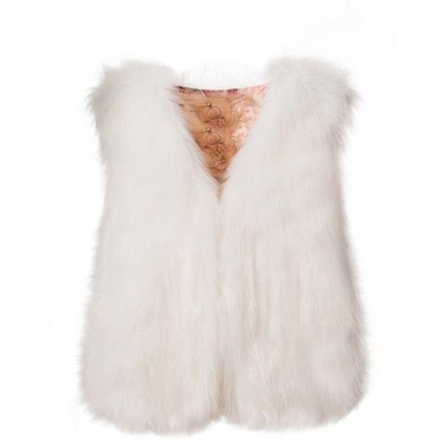 gilet sans manche imitation fourrure femme