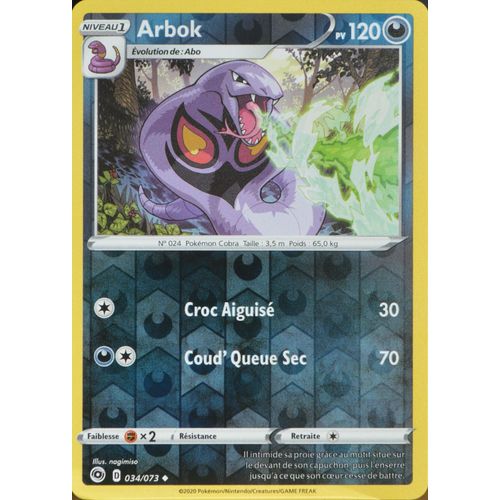 Carte Pokémon 034/073 Arbok ? - Reverse Eb3.5 La Voie Du Maître Neuf Fr