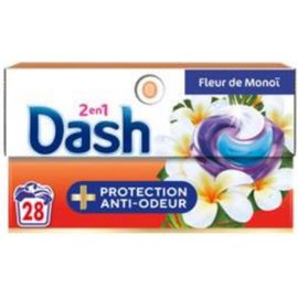 Lessive liquide Dash en capsule 2en1 Extra fraîcheur Fleur de Monoï x28