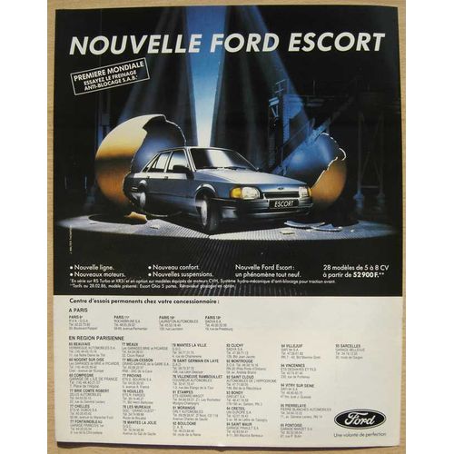 Publicité Papier - Voiture Ford Escort De 1986