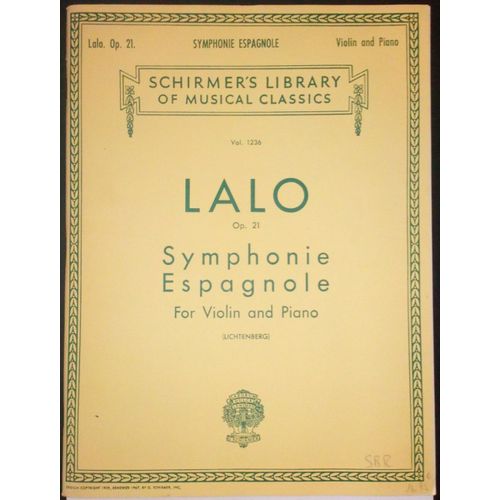Symphonie Espagnole Pour Violon Et Piano