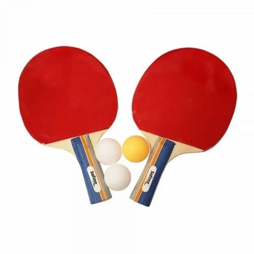 Set De Tennis De Table Raquettes Avec 3 Balles Softee - Rouge/Beige/Blanc/Bleu - Tu