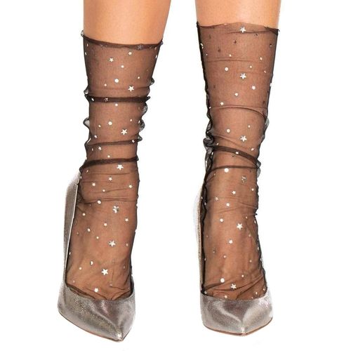 Chaussettes En Filet Avec Étoiles - Noir