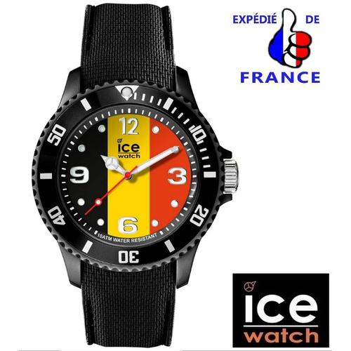 Montre Ice Watch Ice World Drapeau Belge (Belgique) - Taille Médium (40 Mm) - Silicone Noir