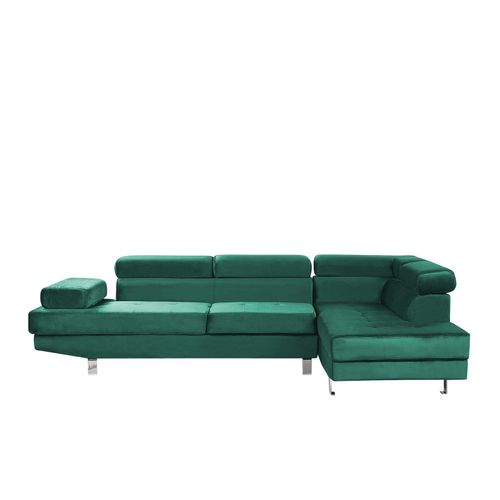 Canapé Angle À Gauche 5 Places En Velours Vert Norrea