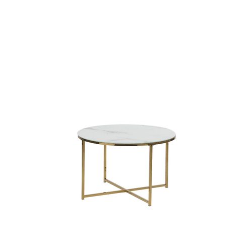 Table Basse Effet Marbre Blanc Structure Dorée Quincy