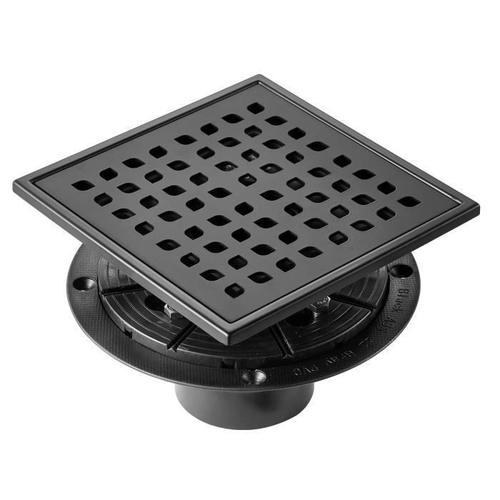 Siphon Sol-VEVOR-152,5x152,5mm grille à motif carré en acier inox noir,48 L-min Filtre -avec Pieds de Nivellement, Noir Mat