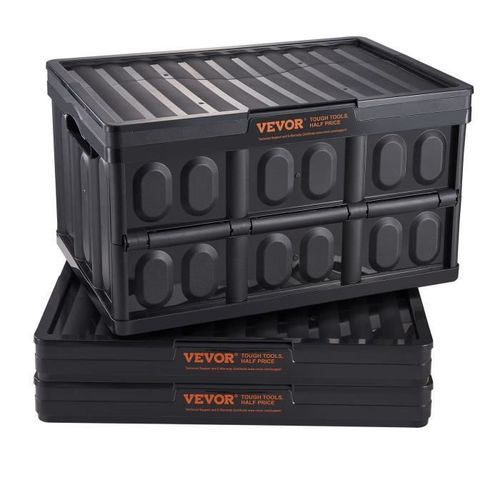 Caisse Rangement Pliable - VEVOR - Caisse de Rangement Plastiqueavec Couvercles 3PCS Empilables 45L