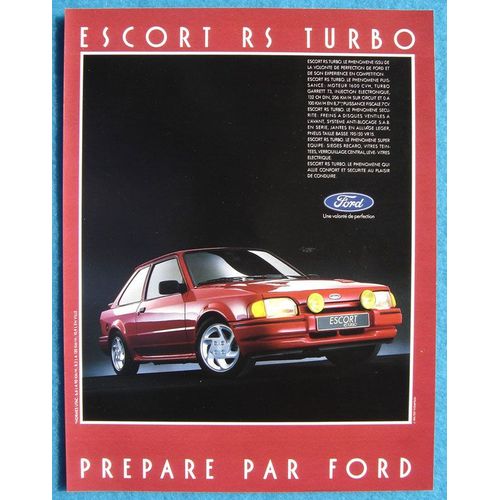 Publicité Papier - Voiture Ford Escort R.S. Turbo De 1986
