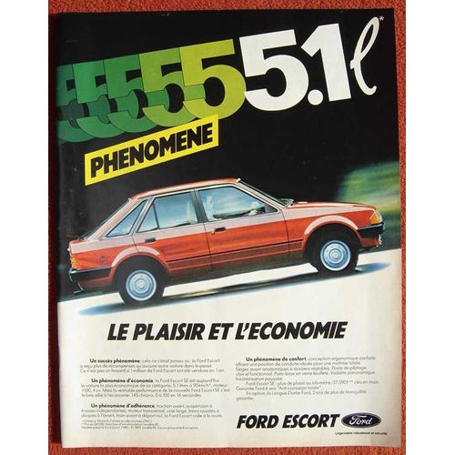 Publicité Papier - Voiture Ford Escort S.E. De 1982